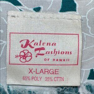 XL Vintage Teal and White Kalena Fashions of Hawaii MuuMuu